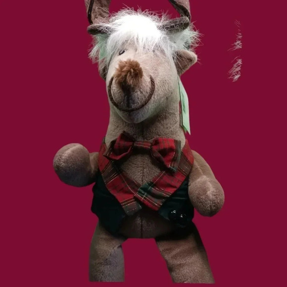 The reindeer people vtg christmas moose plush musical doll set of 2 boy/girl - Picture 6 of 11